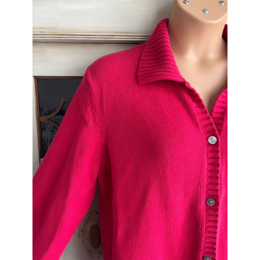 VGUC Lands End 100% Cotton Red Button Down Cardigan | Sz 18-20 - Picture 2 of 11